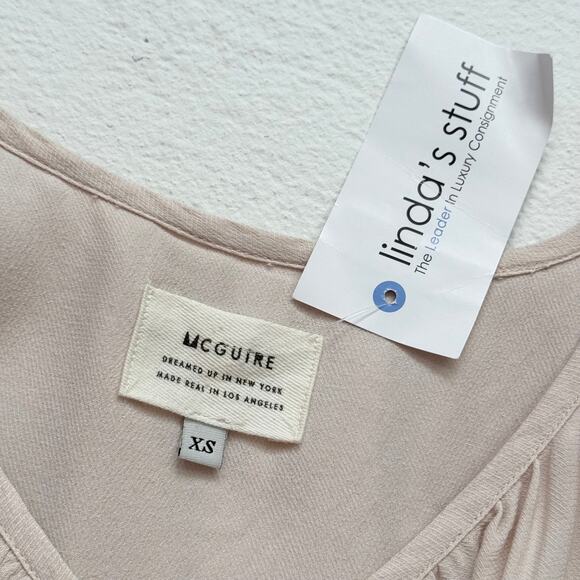 McGuire Beige Flutter Sleeve Ruffle Blouse, Size XS - Picture 4 of 6